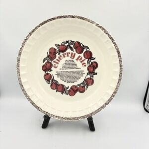 Vintage 1983 Royal China Cherry Pie Ceramic Plate Baking Recipe Dish USA